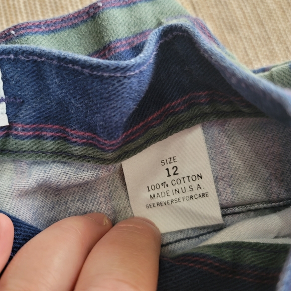 Sostanza vintage highwaist Jean shorts Sz 12 striped blue grey, pink - Picture 10 of 10